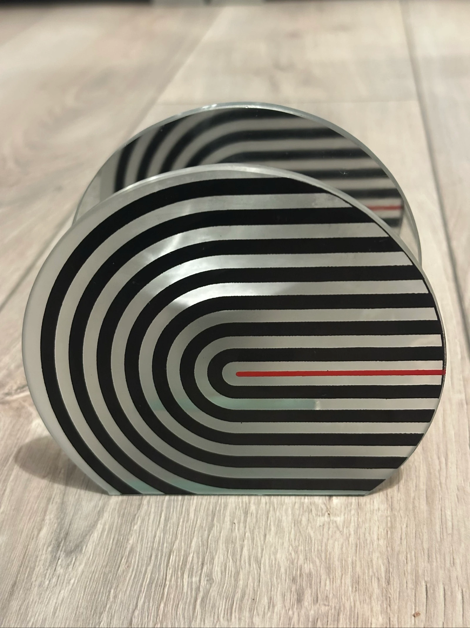 Glazen design theelichtkaars - contemporaine / industriële / retro stijl zwart en zilver – photo 2